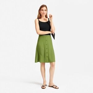 EVERLANE Green Japanese GoWeave Button-Front A-line Skirt